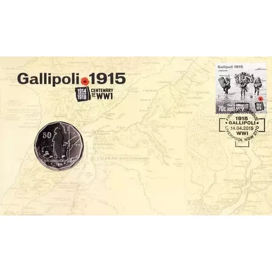 2015 Centenary of WW1 Gallipoli 1915 - 50c Commemorative Coin RAM PNC