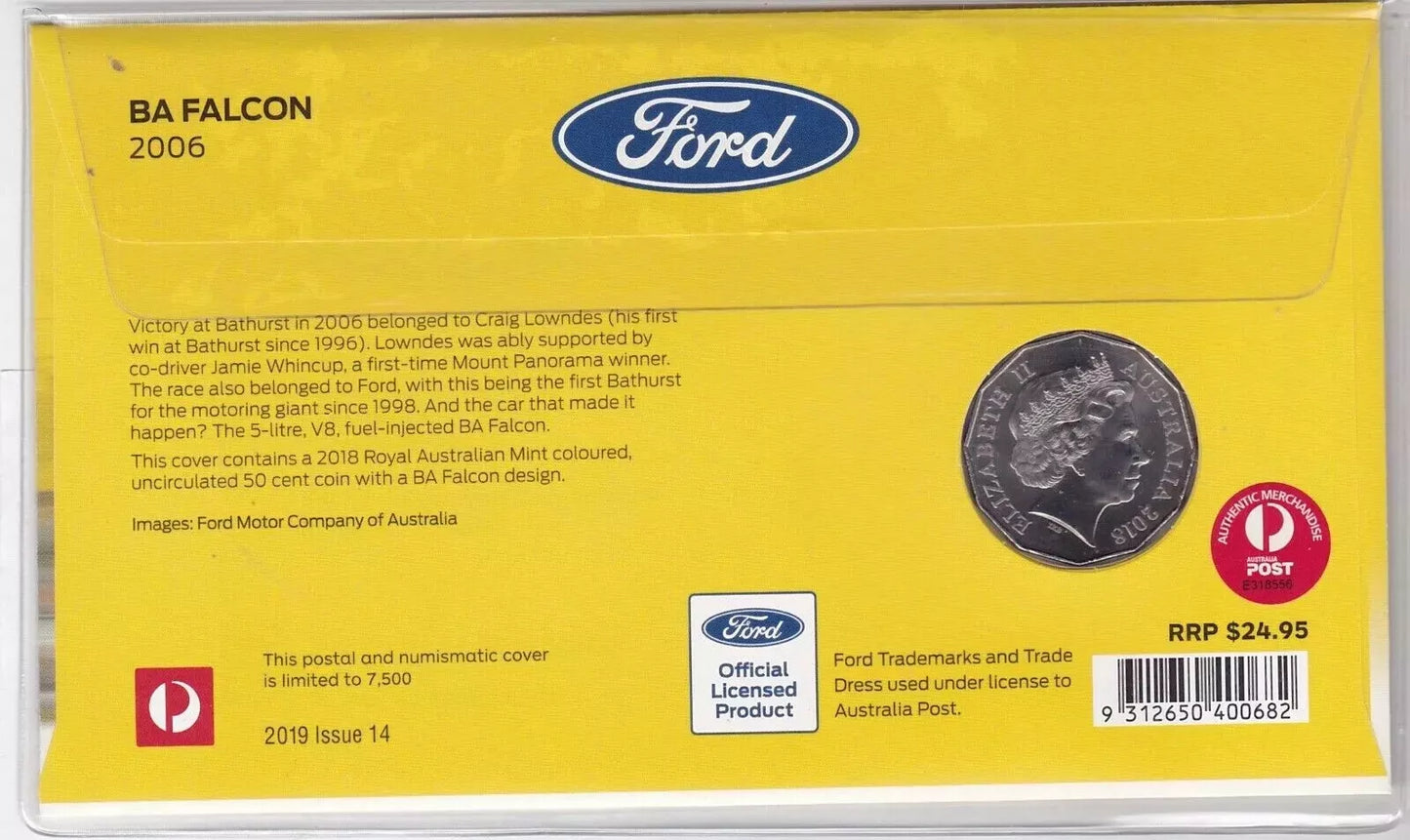 2019 Ford BA Falcon 2006 - 50c Coloured Coin RAM PNC