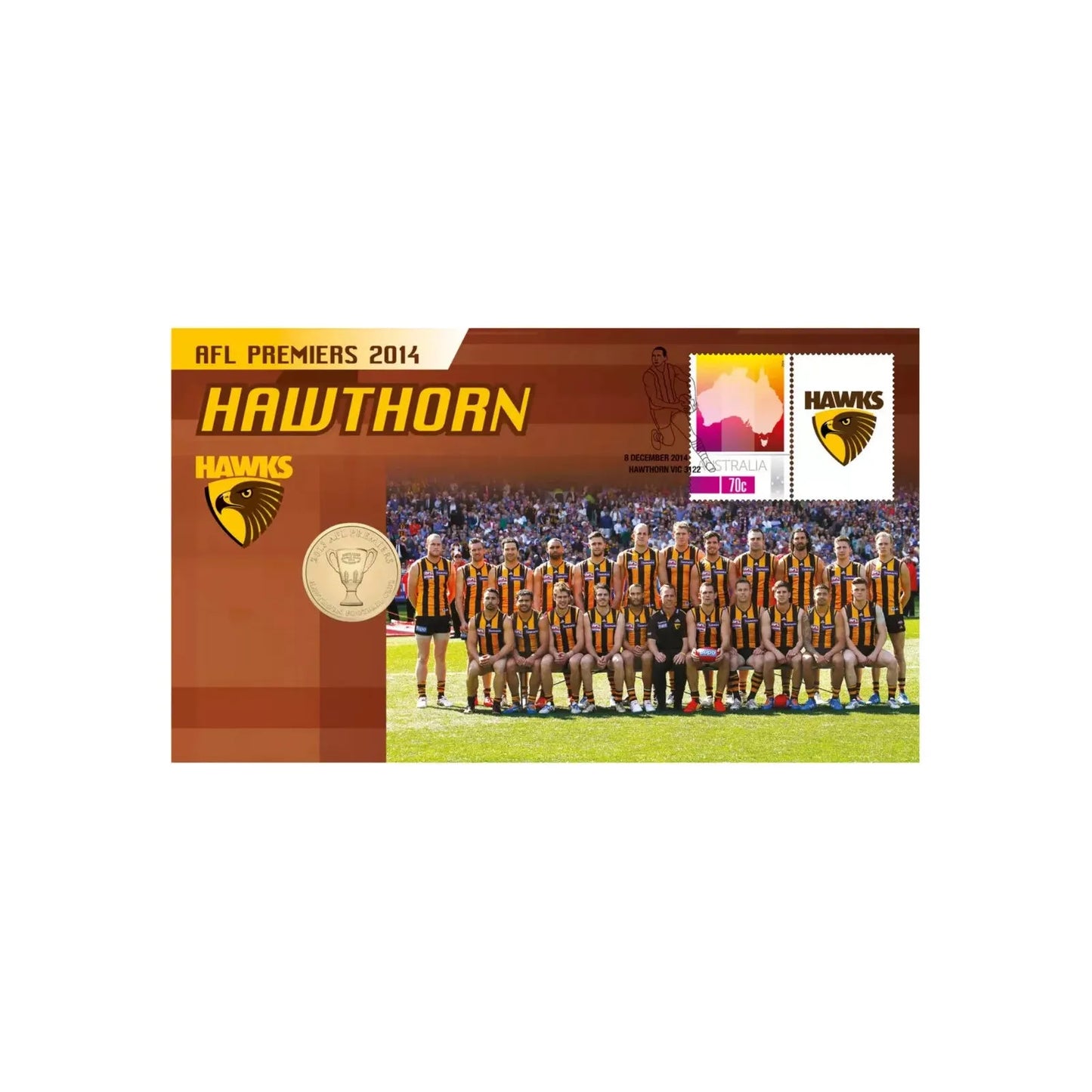 2014 AFL Premiers Hawthorn Hawks - $1 Coin Limited Edition RAM PNC