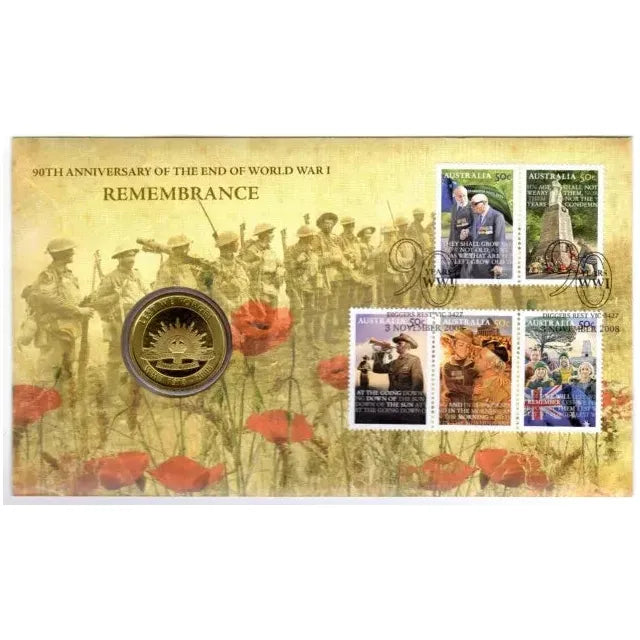 2008 Remembrance 90th Anniversary of the End of WW1 - $1 Coin Perth Mint PNC