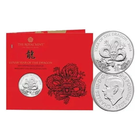 Lunar Year of the Dragon 2024 UK Royal Mint £5 Brilliant Uncirculated Coin