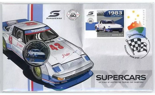 2020 Australia Supercars Mazda 1983 RX-7 - 50c Coloured Coin RAM PNC