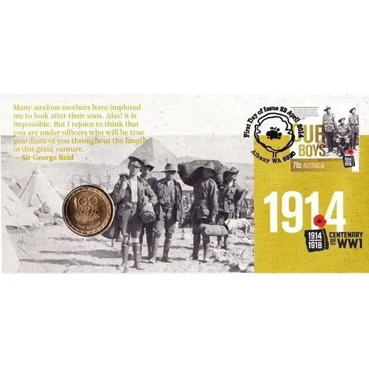 2014 Centenary of WW1 1914 Our Boys - $1 Commemorative Coin RAM PNC