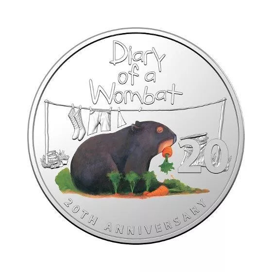 2022 Diary of a Wombat - 20 Cents Coloured Coin RAM PNC