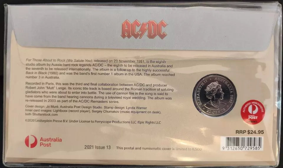 2021 AC/DC For Those About To Rock Album 40 Years - 20c Coin RAM PNC