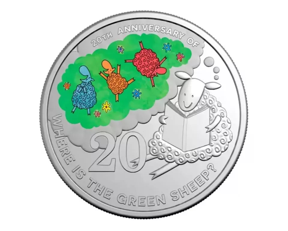 2024 Where is the Green Sheep? 20th Anniversary - 20c Coloured Coin RAM PNC L/E