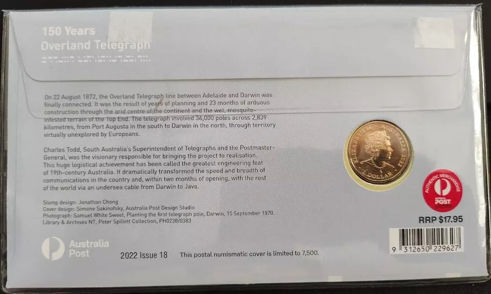 2022 Overland Telegraph Line 150 Years - $1 Coin RAM PNC