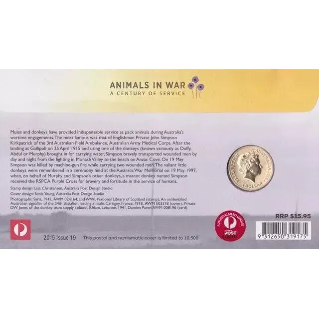 2015 Unlikely Heroes Animals in War - $1 RAM Commemorative Coin PNC