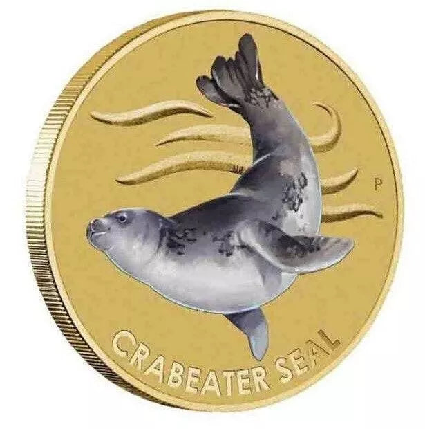 2018 Crabeater Seal - $1 Tuvalu Coloured Coin Perth Mint PNC